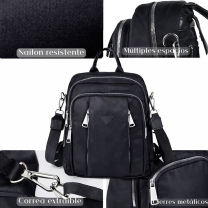 Mochila bolso negro 37 x 27 x 11 cm.