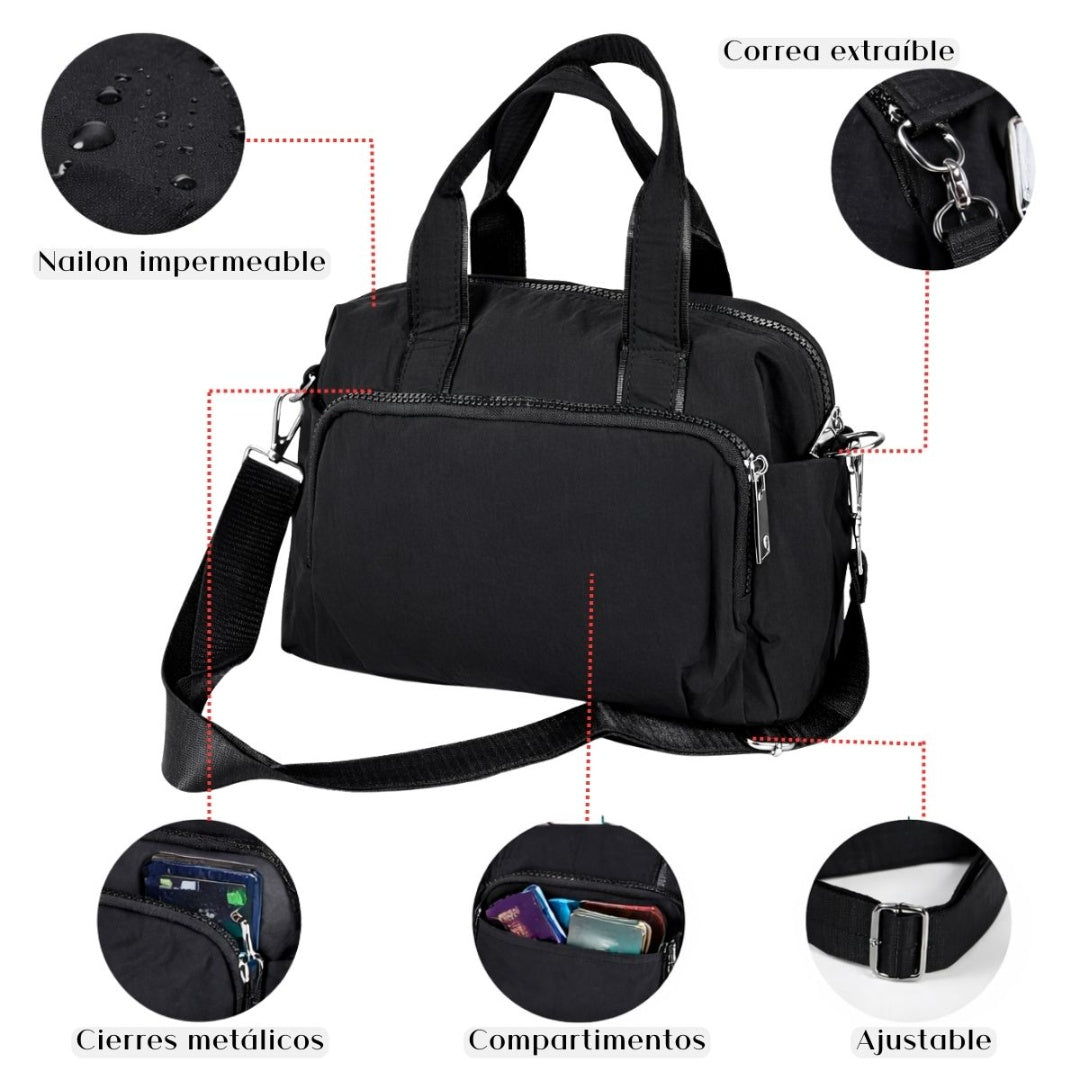 Bolso cartera de mano 23 x 29 x 13cm. Negro