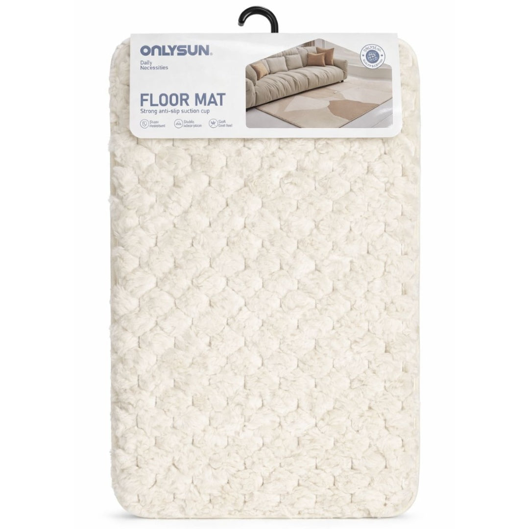 Alfombra de felpa para baño 60x40cm. Crema