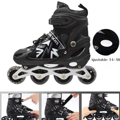 Patines roller ajustables negros 34-38
