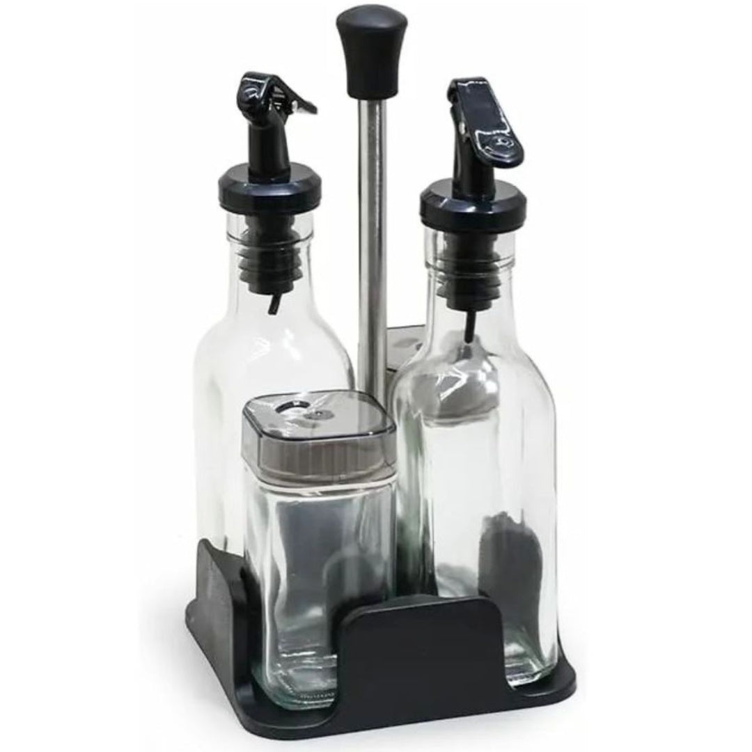 Set de 4 condimenteros con soporte