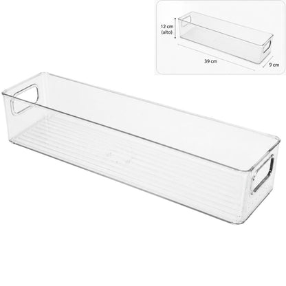 Organizador acrílico transparente 39x9x12cm.