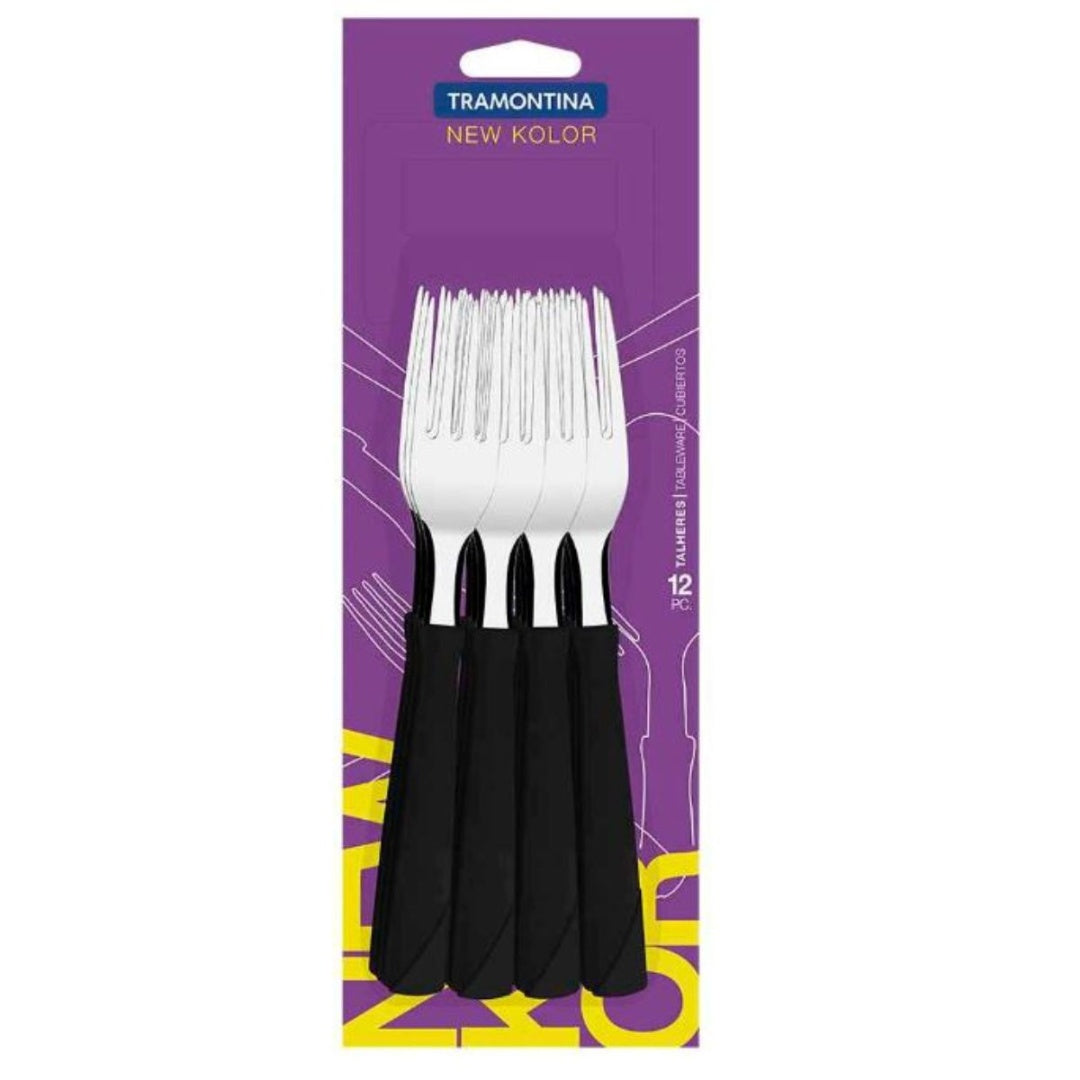 Set tenedores Tramontina New Kolor 12 pcs negro