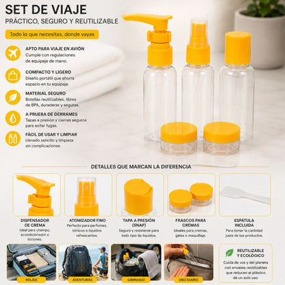 Set de 5 recipientes para viajes Naranja