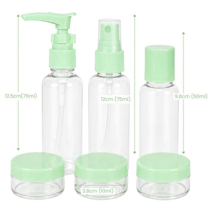 Set de 6 recipientes para viajes Verde