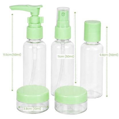 Set de 5 recipientes para viajes Verde