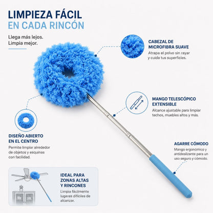 Plumero aro extensible azul