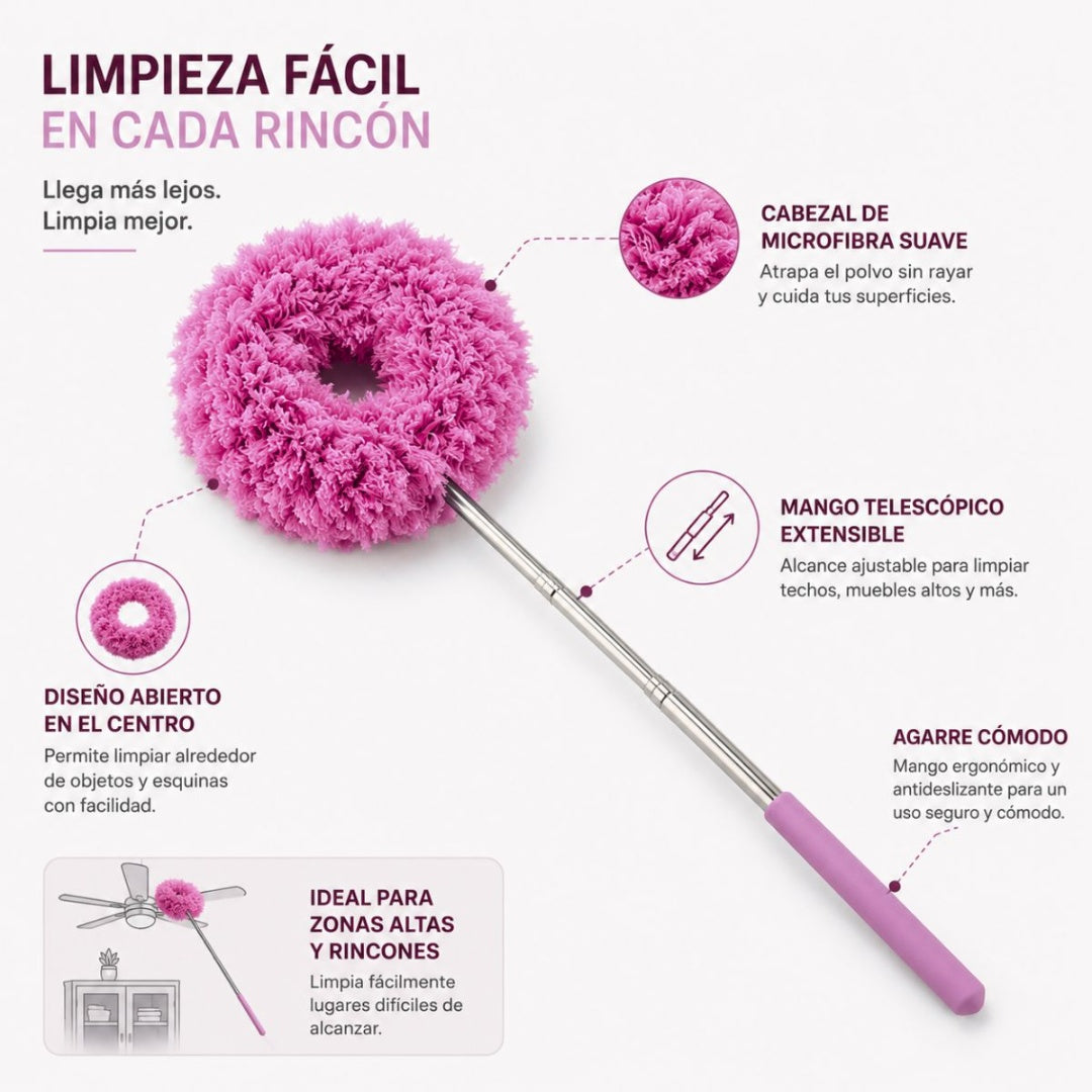 Plumero aro extensible rosado