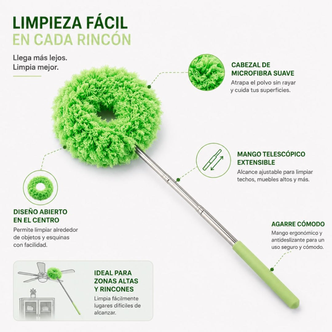 Plumero aro extensible verde