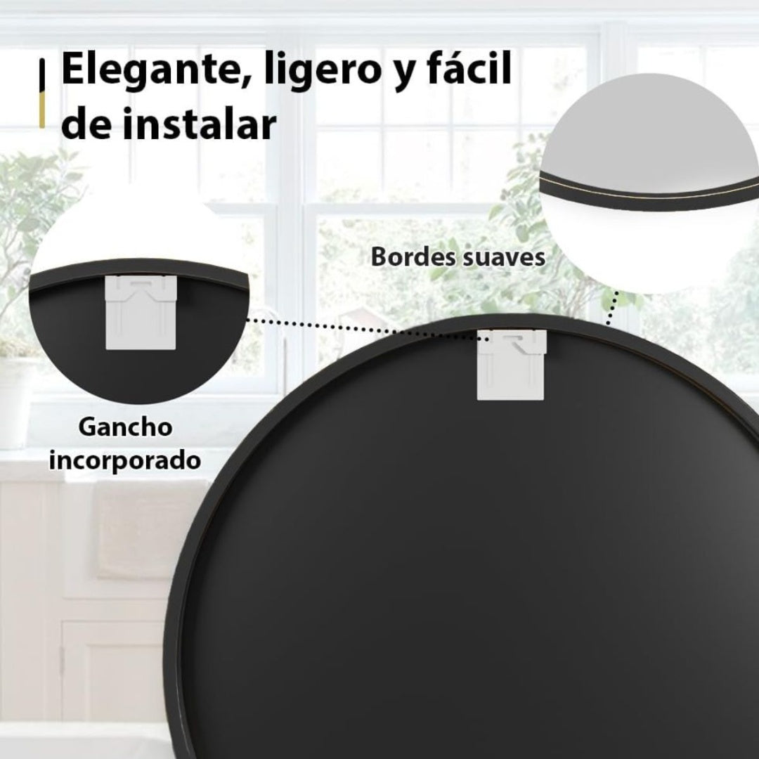 Espejo redondo negro 40cm.