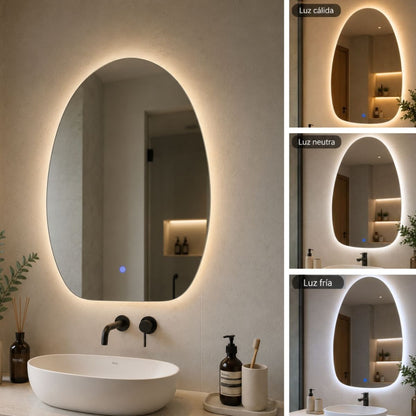 Espejo ovalado con luz LED 120-240V 70x50cm.