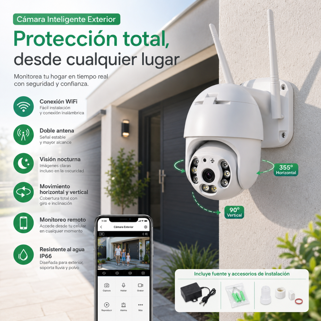 Cámara Smart WiFi IP66 para monitoreo remoto