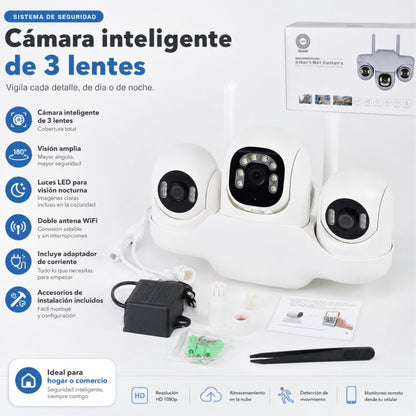 Cámara de seguridad WiFi 3 Lentes V380