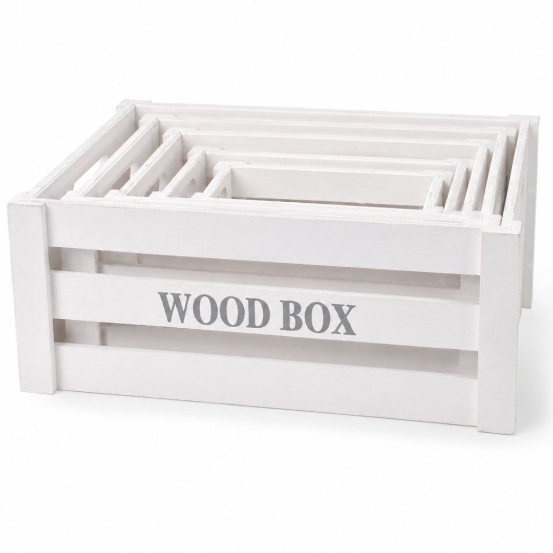 Cajones de madera para decoración x5 unidades blanco