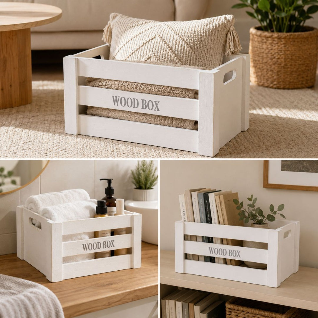 Cajones de madera para decoración x5 unidades blanco