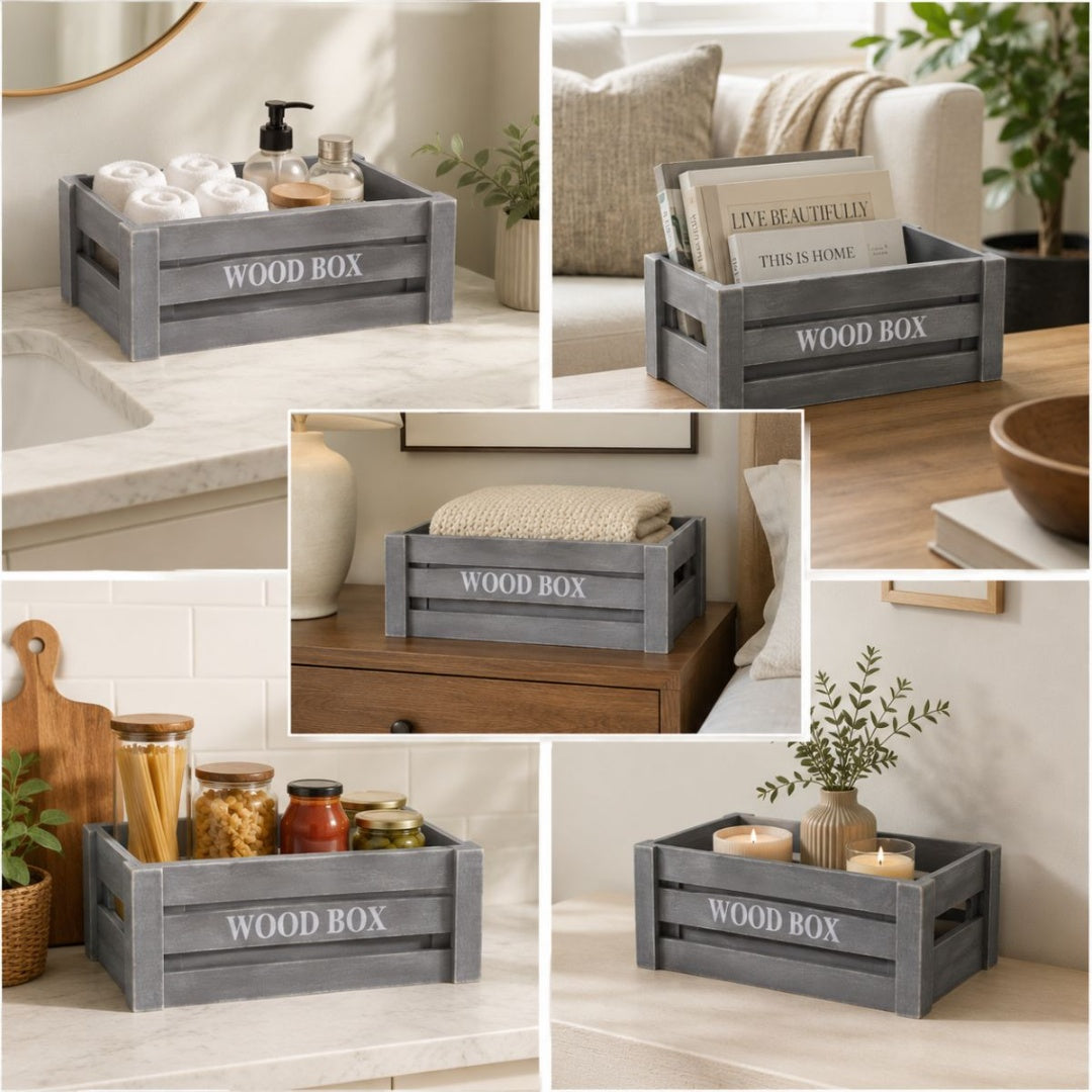 Cajones de madera para decoración x5 unidades gris