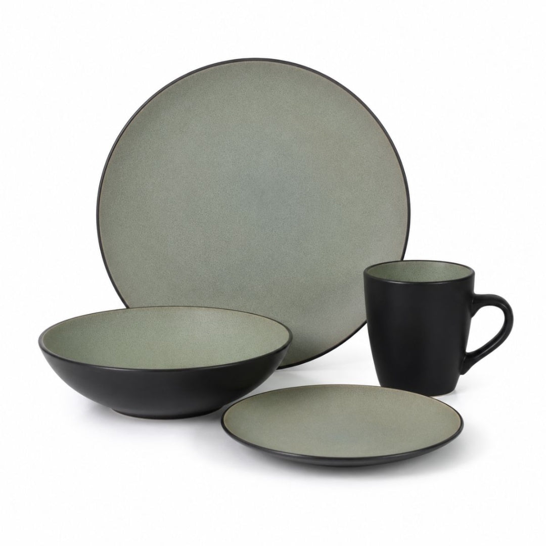 Set de vajilla 16pcs Negro y verde