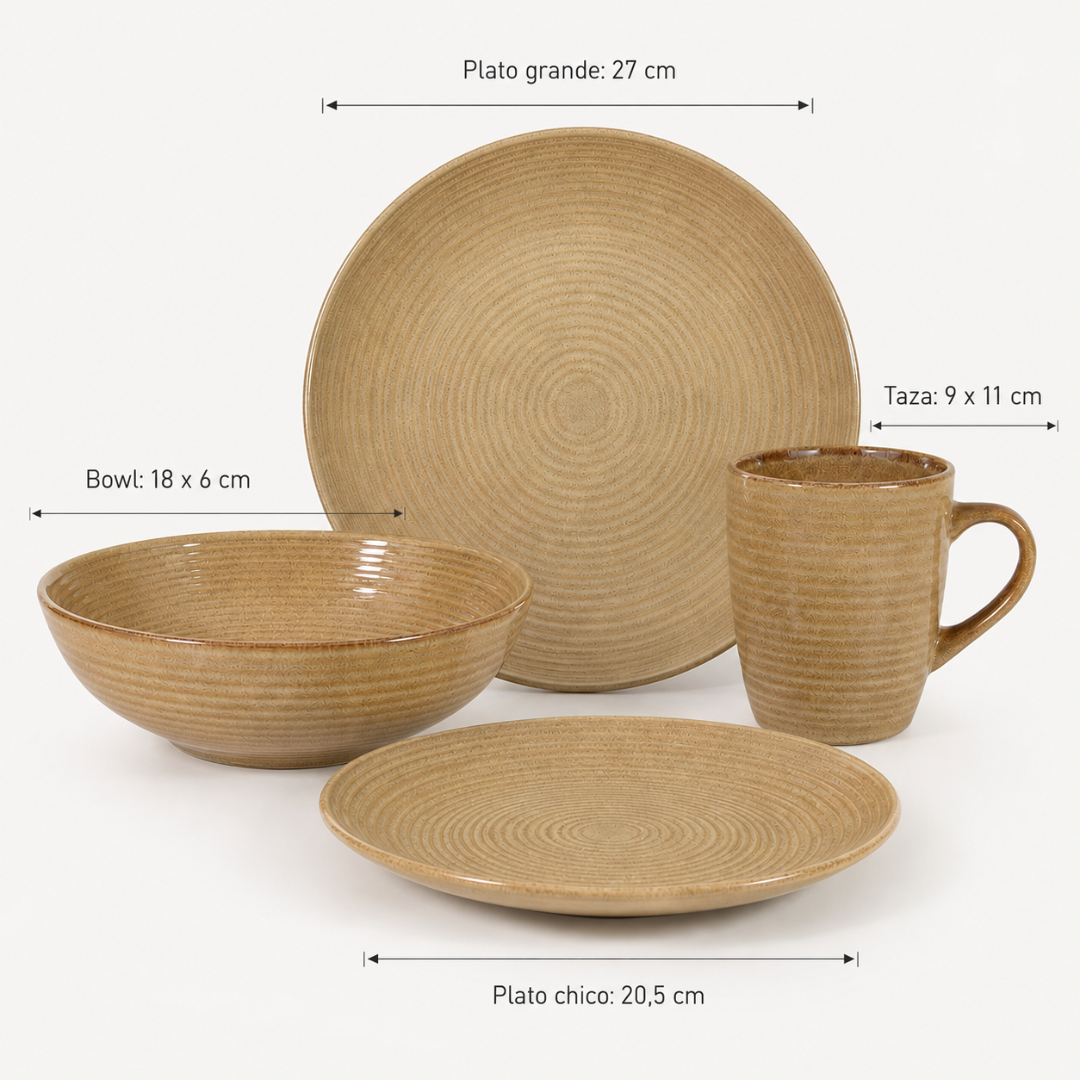Set de vajilla 16pcs beige