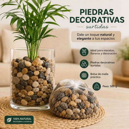 Piedras en malla para decoración 500gr.