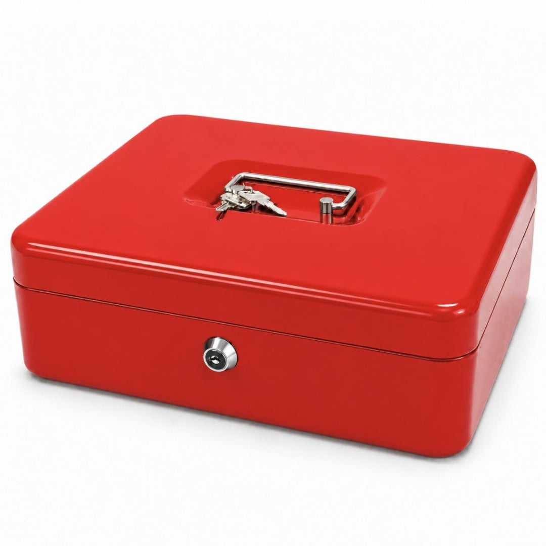 Caja de seguridad metálica roja 30x24x9cm
