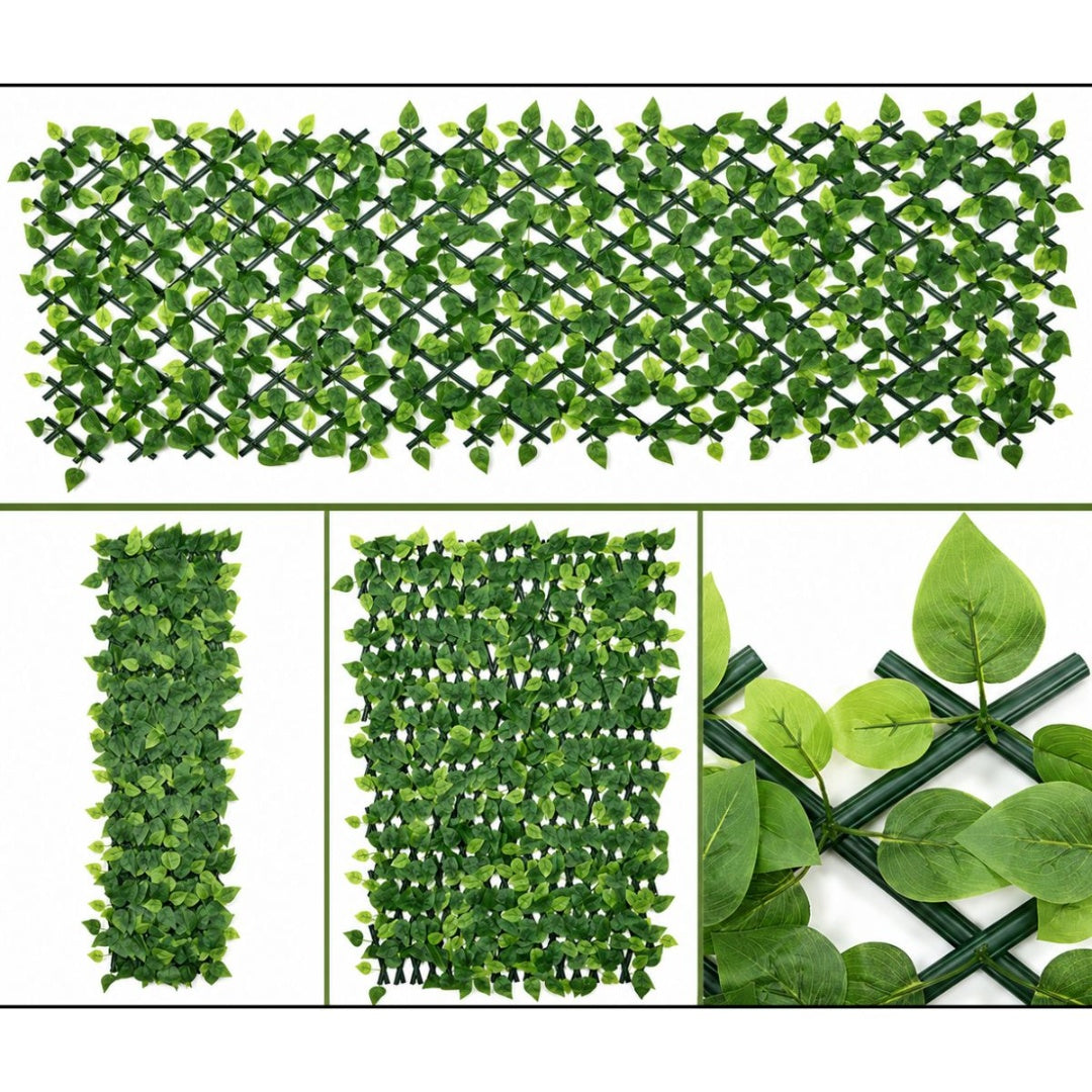 Cerco enredadera extensible con hojas artificiales 2.5mts