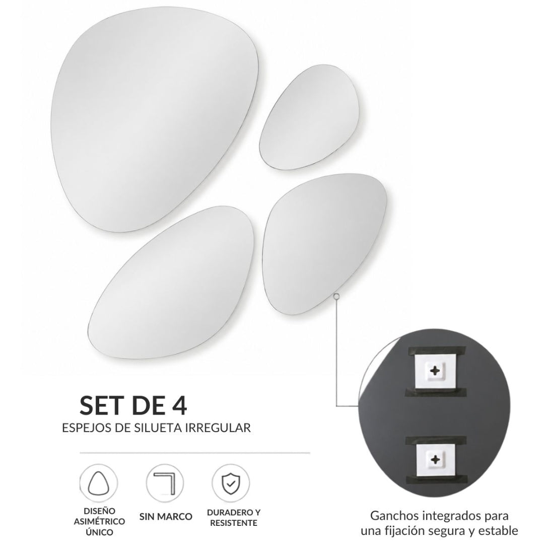 Set x 4 de espejos asimétricos sin marco