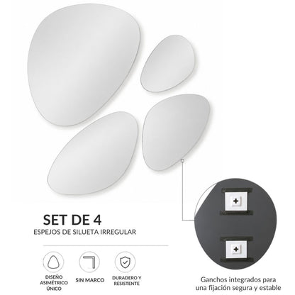 Set x 4 de espejos asimétricos sin marco