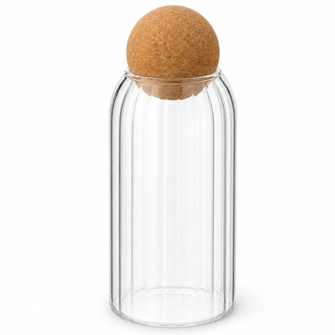 Frasco recipiente de vidrio con tapa esférica 25x9cm