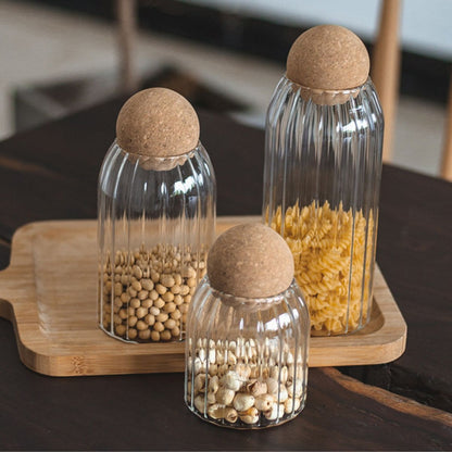 Frasco recipiente de vidrio con tapa esférica 29x9cm