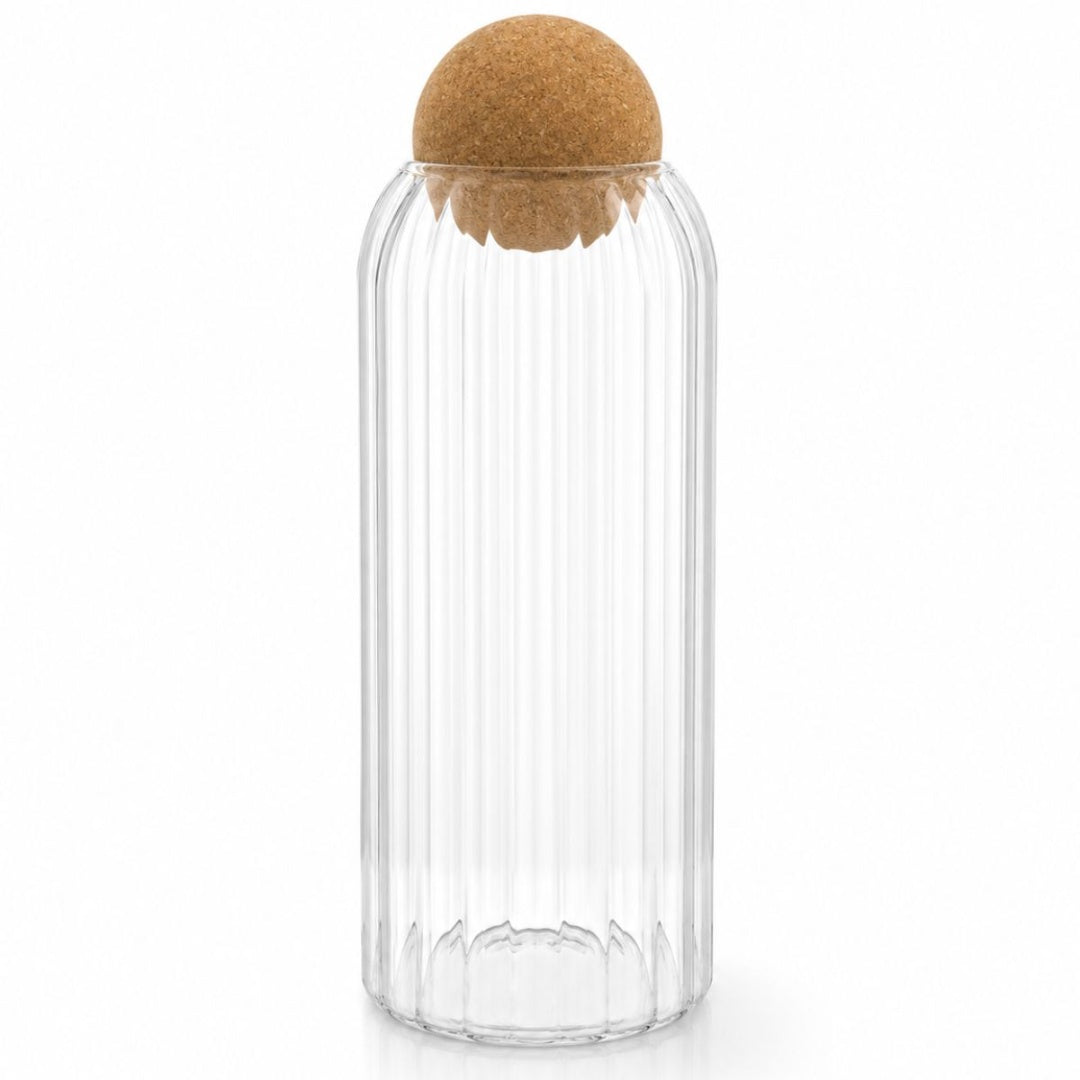 Frasco recipiente de vidrio con tapa esférica 29x9cm