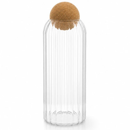 Frasco recipiente de vidrio con tapa esférica 29x9cm