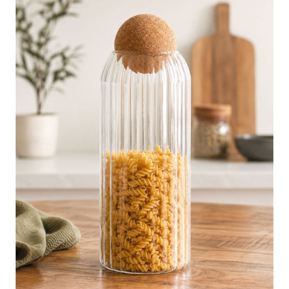 Frasco recipiente de vidrio con tapa esférica 29x9cm