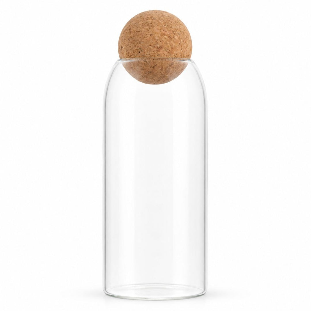 Frasco recipiente de vidrio con tapa esférica 24x9cm