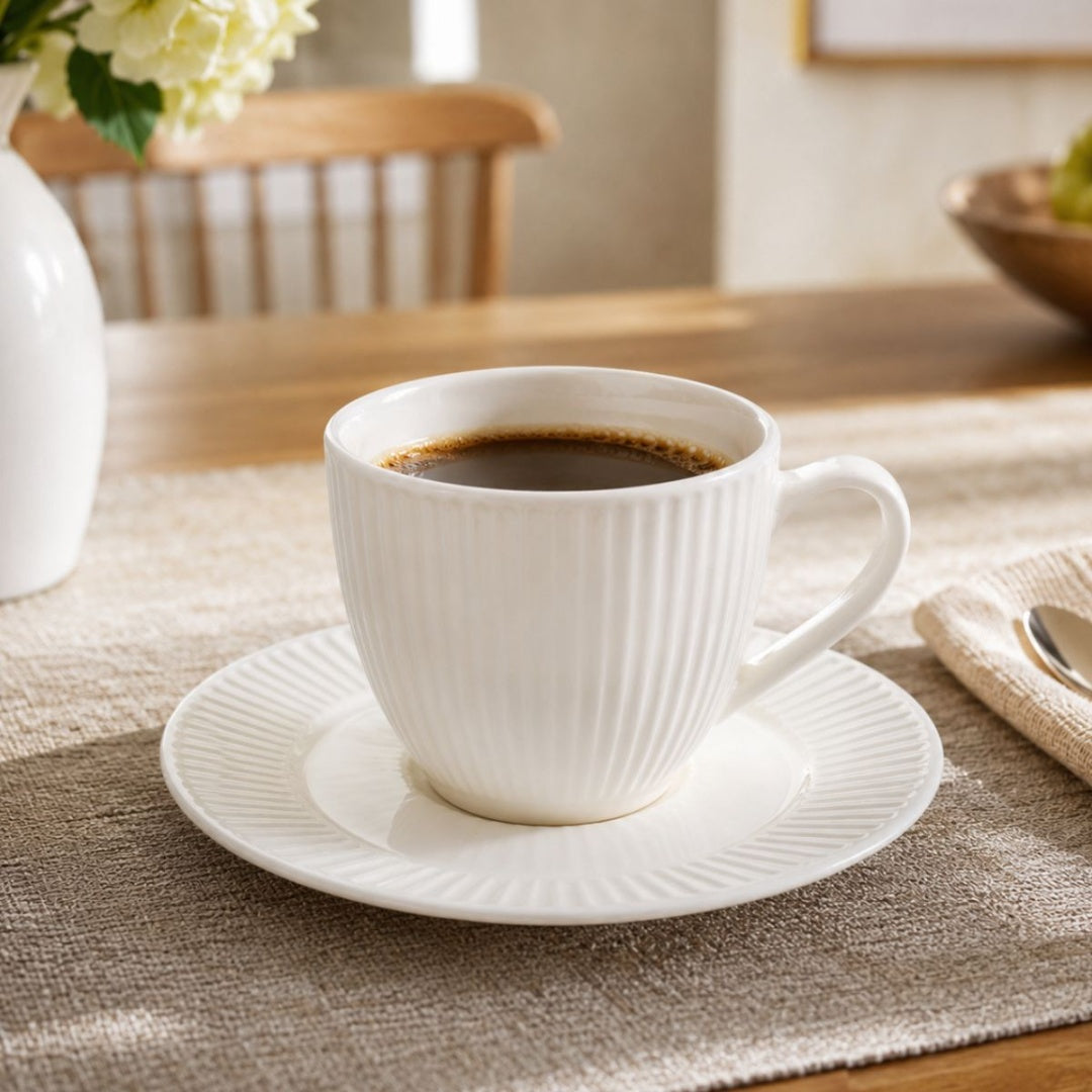 Set de tazas con platos de cerámica 8 piezas
