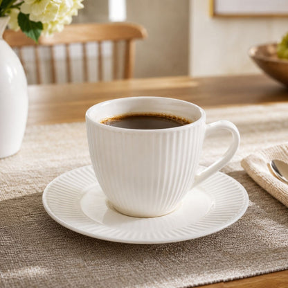 Set de tazas con platos de cerámica 8 piezas