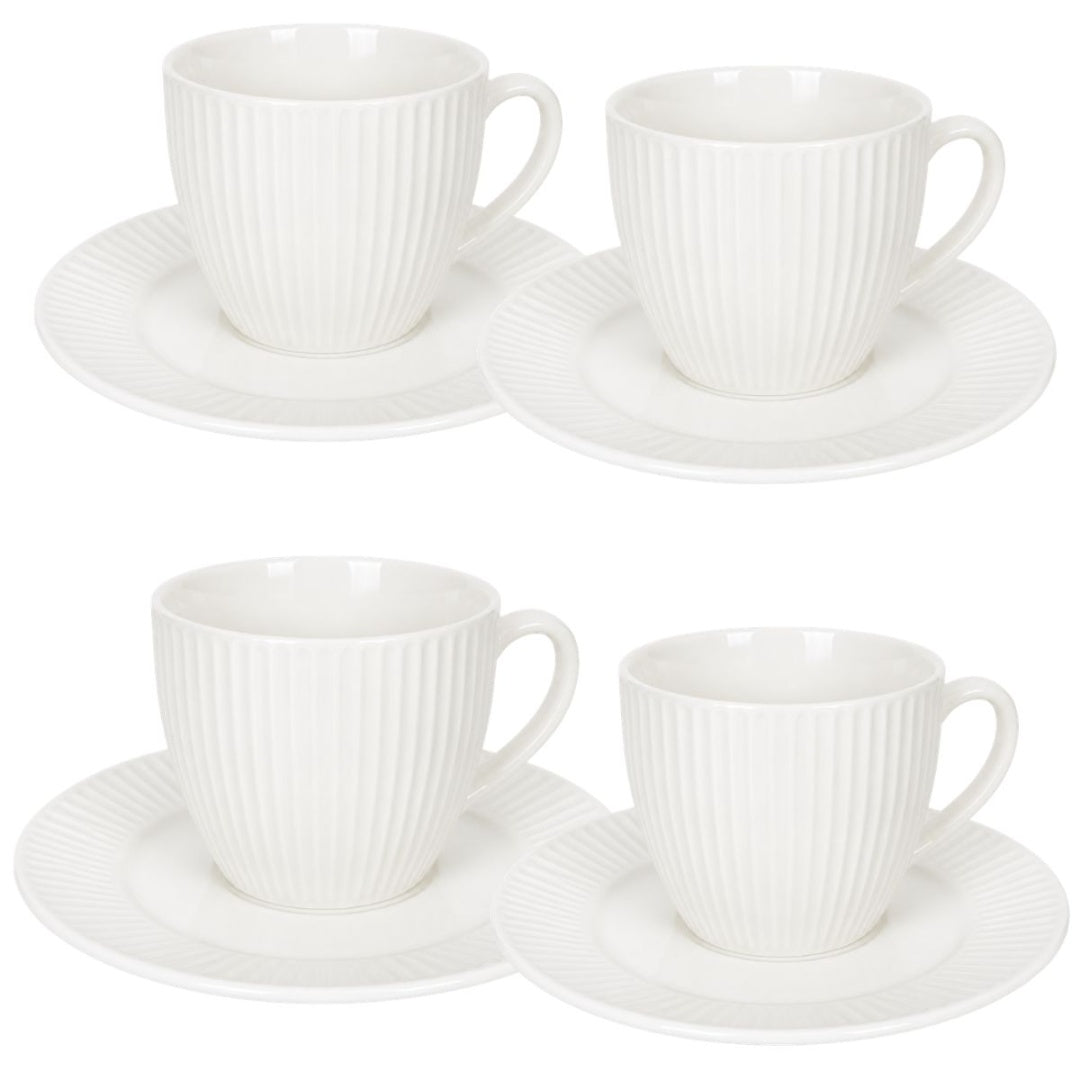 Set de tazas con platos de cerámica 8 piezas