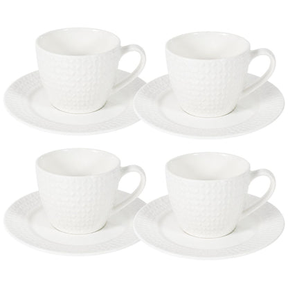 Set de tazas con platos de cerámica 8 piezas