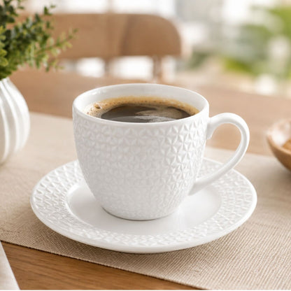 Set de tazas con platos de cerámica 8 piezas