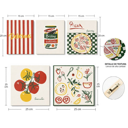 Set de 5 cuadros decorativos sin marco