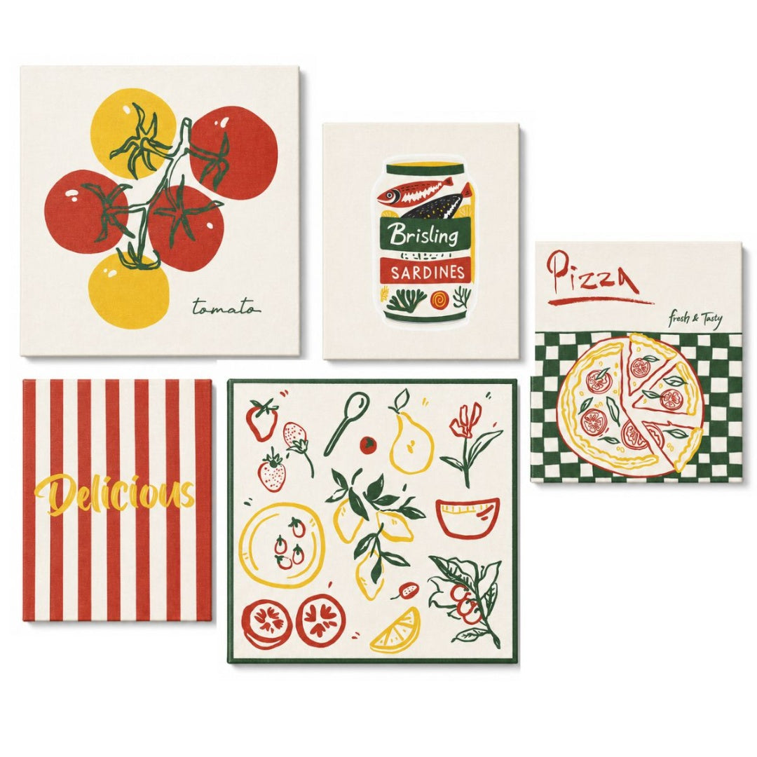 Set de 5 cuadros decorativos sin marco