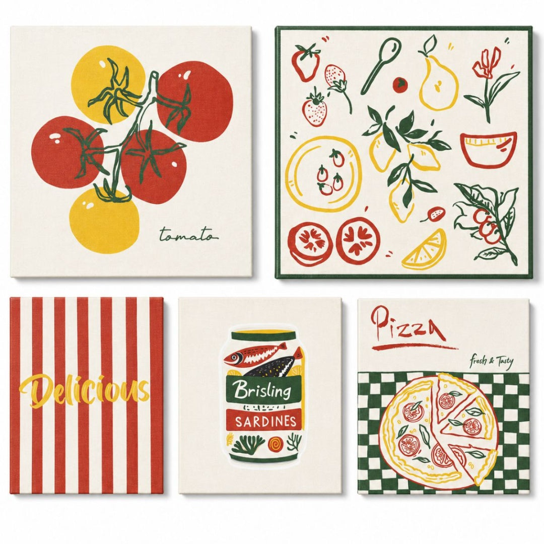 Set de 5 cuadros decorativos sin marco