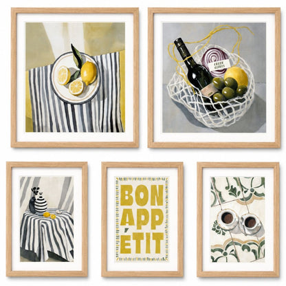 Set de 5 cuadros decorativos con marco de madera