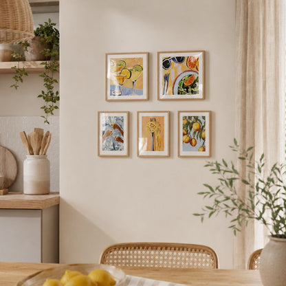 Set de 5 cuadros decorativos con marco de madera