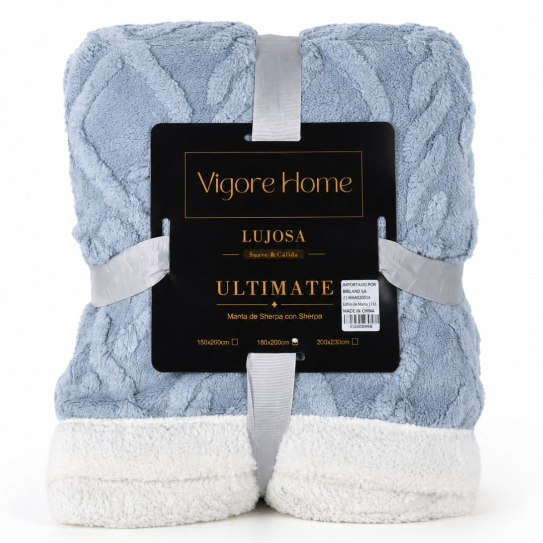 Manta sherpa texturizada gris 180x200cm. Vigore