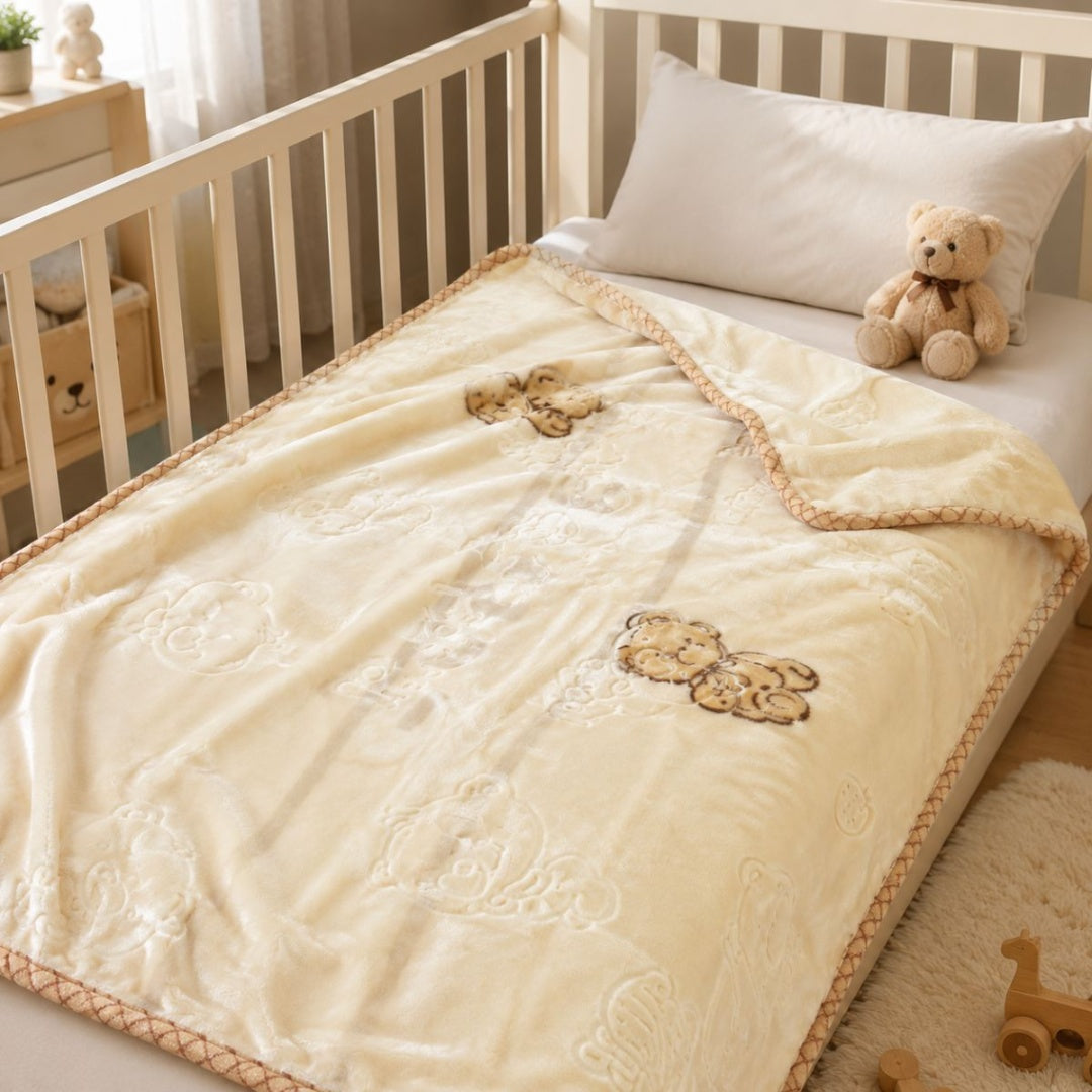 Manta beige texturizada para cuna 100x130cm Vigore