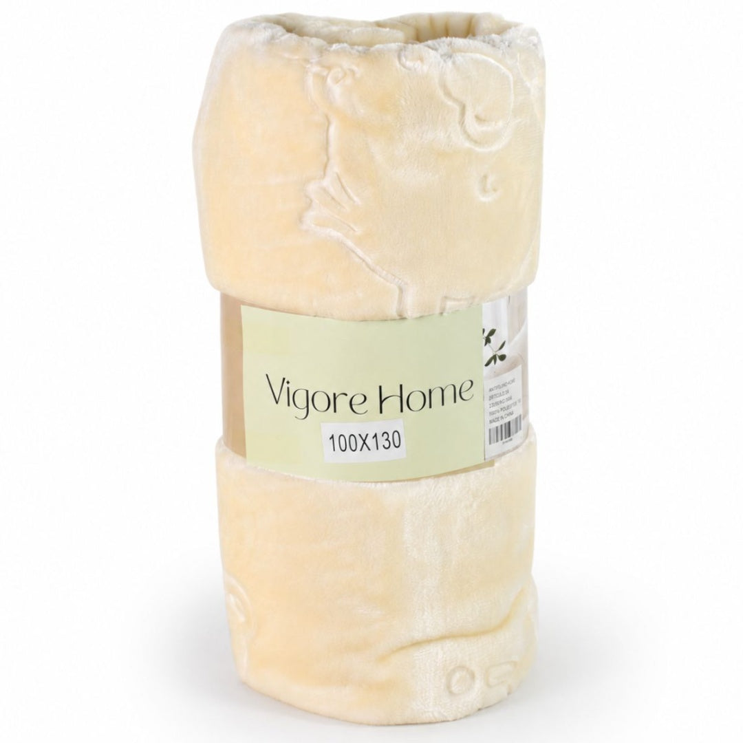 Manta beige texturizada para cuna 100x130cm Vigore
