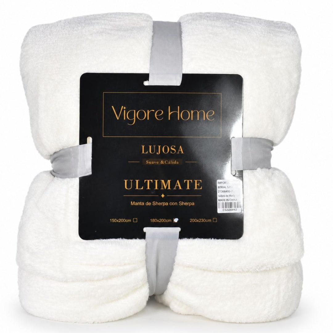 Manta sherpa crema 200x230cm. Vigore