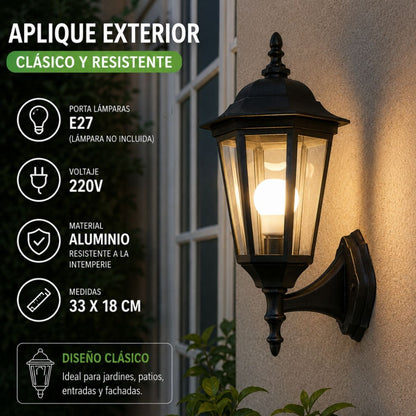 Farol de aluminio para exteriores 33x18cm