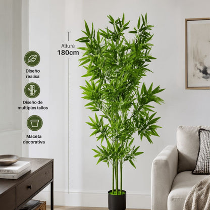 Planta artificial decorativa de bambú 1.8mts