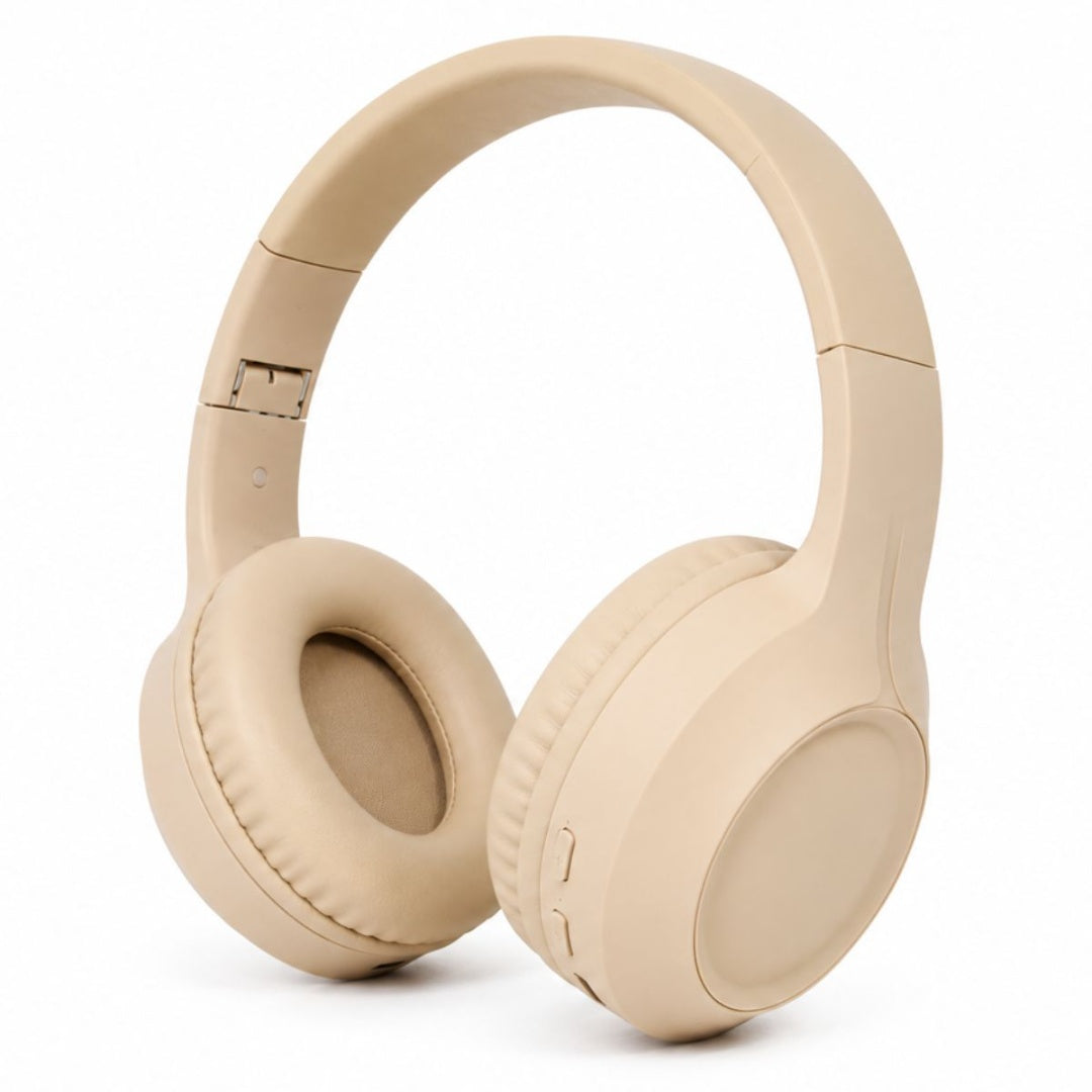 Auriculares bluetooth inalámbricos plegables beige
